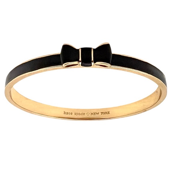 kate spade Jewelry - KATE SPADE • Black Take a Bow Bangle Stacking Layering Gold Bracelet